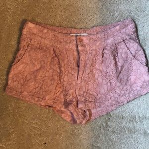 Dusty pink, lace shorts.